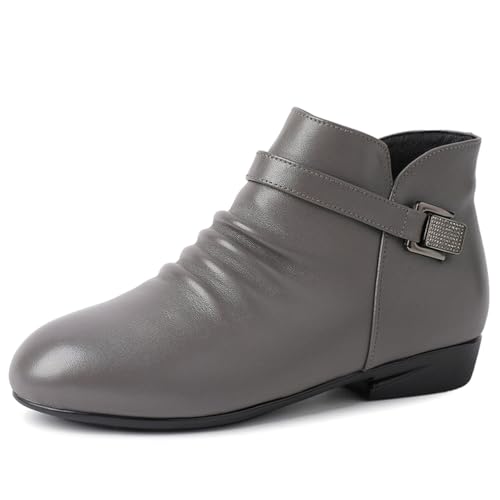 sekiueo Flache Damen-Stiefeletten Mit Seitlichem Reißverschluss Und Spitzer Zehenpartie rutschfest Lässige Wanderstiefel,Grau,38 EU sekiueo Flache Damen-Stiefeletten Mit Seitlichem Reißverschluss Und Spitzer Zehenpartie rutschfest Lässige Wanderstiefel,Grau,38 EU von sekiueo