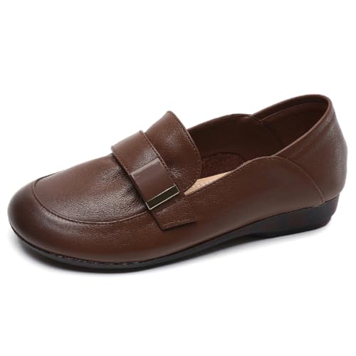 sekiueo Flache Loafer Für Damen Zum Hineinschlüpfen Fürs Büro Runde Zehenpartie Weiches Leder,Braun,35 EU sekiueo Flache Loafer Für Damen Zum Hineinschlüpfen Fürs Büro Runde Zehenpartie Weiches Leder,Braun,35 EU von sekiueo