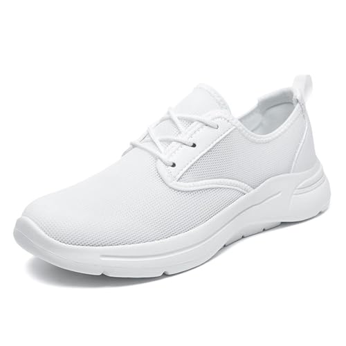 sekiueo Herren Mesh Laufschuhe Leichte Turnschuhe Atmungsaktiv Bequem Für Tennis Athletic,Weiß,42 EU von sekiueo