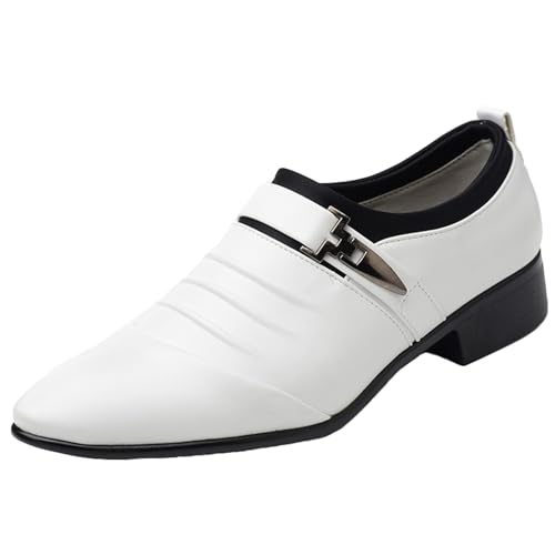 sekiueo Herren Slip-On Abendschuhe Spitzschuh Moderne Business Formale Oxford Schuhe,Weiß,41 EU von sekiueo