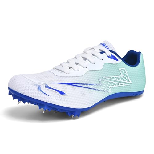 sekiueo Herren Spikes Leichtathletikschuhe Sprint Racing Running Jumping Sneakers Leichtgewicht Für Jungen Mädchen,Blau,34 EU von sekiueo
