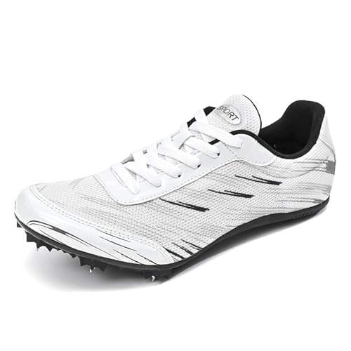 sekiueo Leichtathletikschuhe Für Herren Damen Jungen Mädchen Professionelle Sprint-Laufschuhe Mit 7 Spikes,Weiß,38 EU von sekiueo
