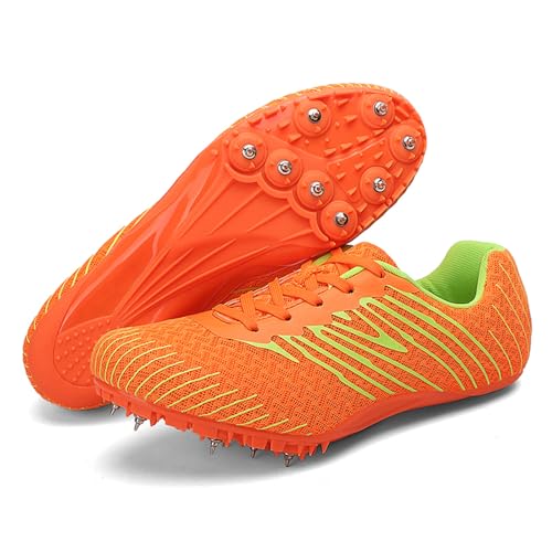 sekiueo Leichtathletikschuhe Herren Damen Spikes Sprint Sportschuhe Mesh Leichte Sprungschuhe Für Kinder,Gelb,40 EU von sekiueo