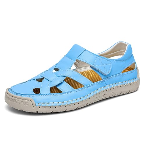 sekiueo Wandersandalen Herren Damen Flache Freizeit Halbschuhe Geschlossene Zehenpartie Leichte Anti-Rutsch Für Strand Outdoor,Blau,40 EU von sekiueo