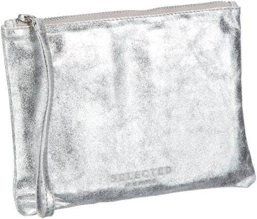 selected femme bags Mille Suede Mini Clutch 16031271, Damen Clutches, Silber (Silver), 22x16x1 cm (B x H x T) von SELECTED FEMME