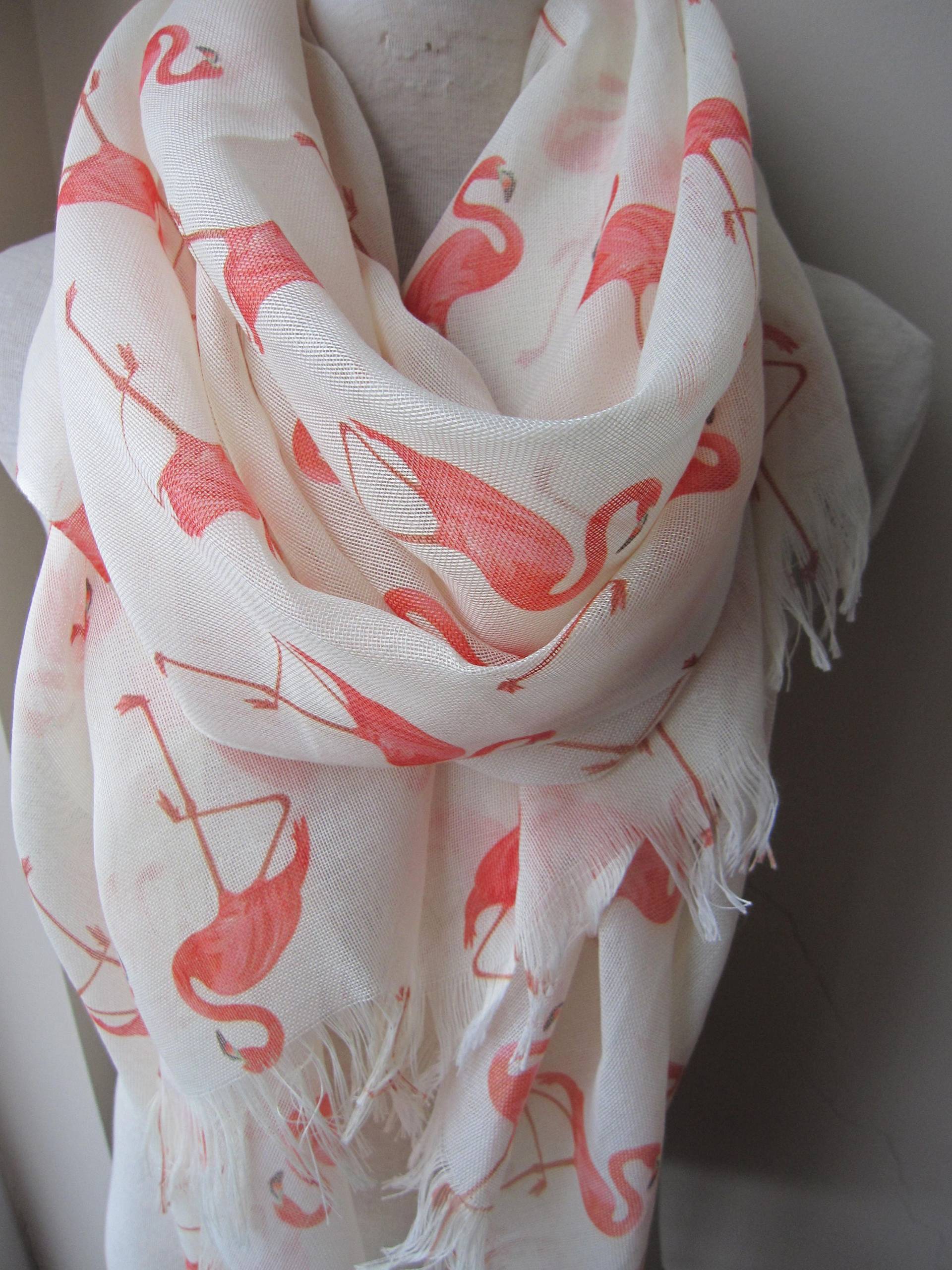 Rosa Flamingo Schal - Tierschals Express Versand Urlaubsmode Weihnachtsgeschenk Frauen Mode-Accessoire von selectscarf