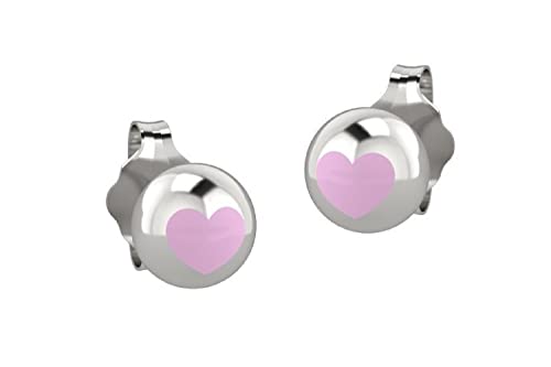 Nanan Schmuck für Kinder aus 925er Silber (Ohrring weiß Herz rosa 925er Silber NAN0143), Sterling Silber von selenor