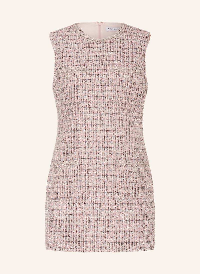 Self-Portrait Bouclé-Kleid Mit Glitzergarn Und Schmucksteinen pink von self-portrait