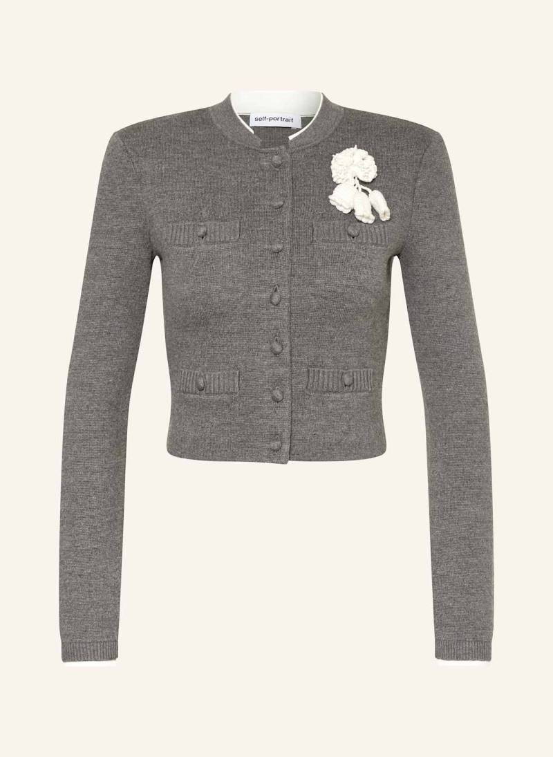 Self-Portrait Cropped-Strickjacke grau von self-portrait