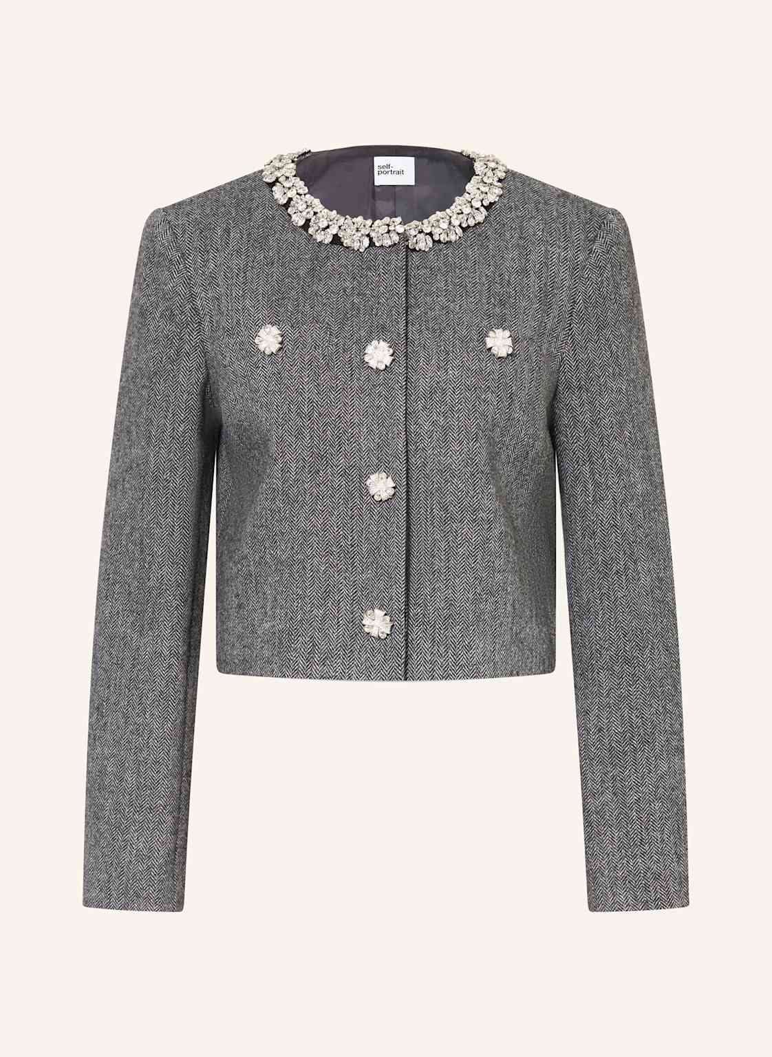 Self-Portrait Kastenjacke Mit Schmucksteinen grau von self-portrait