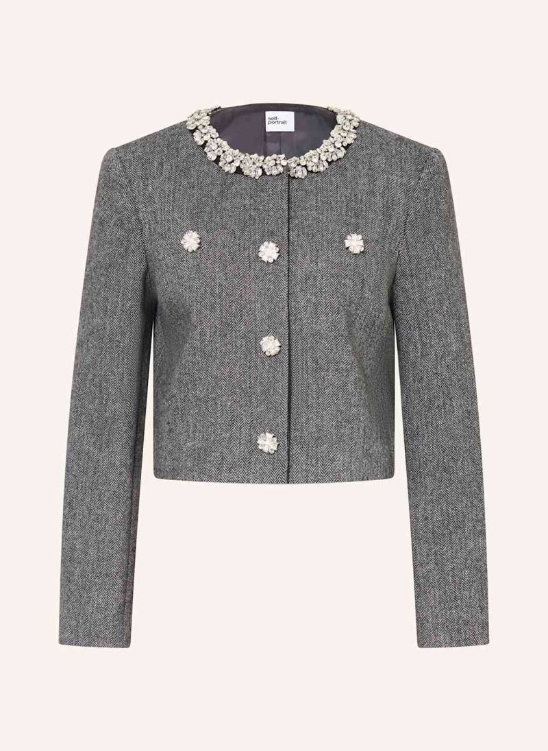 Self-Portrait Kastenjacke Mit Schmucksteinen grau von self-portrait