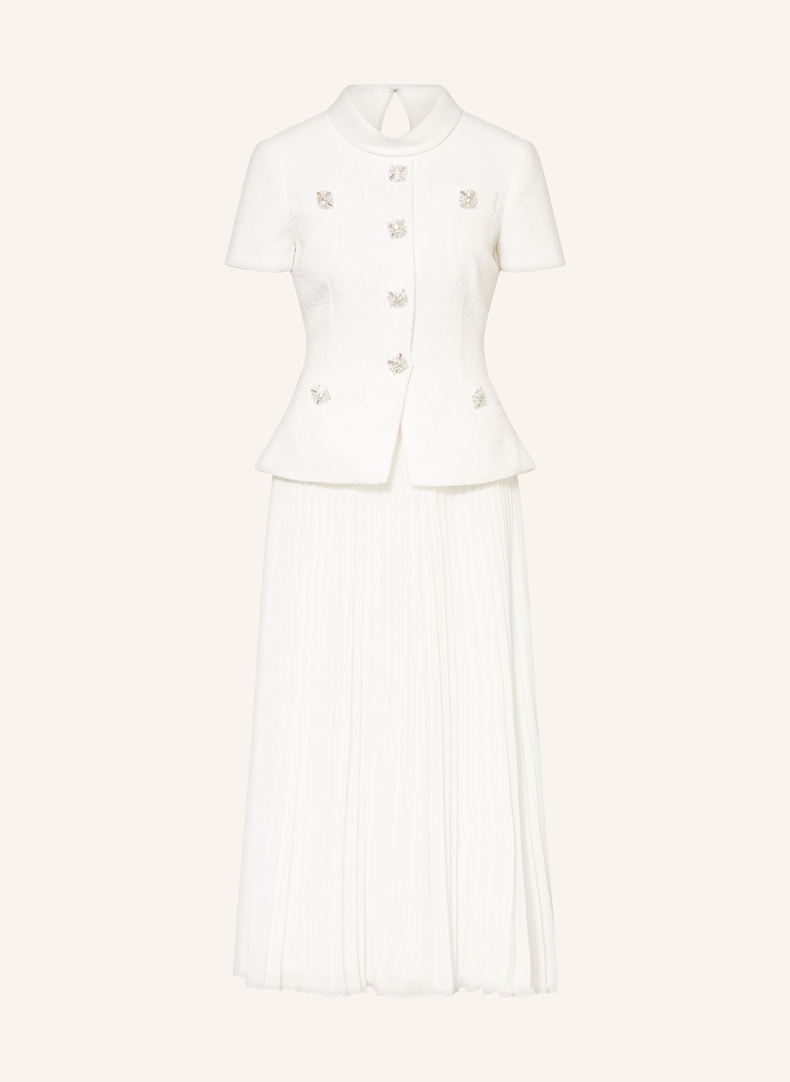 Self-Portrait Kleid Im Materialmix weiss von self-portrait