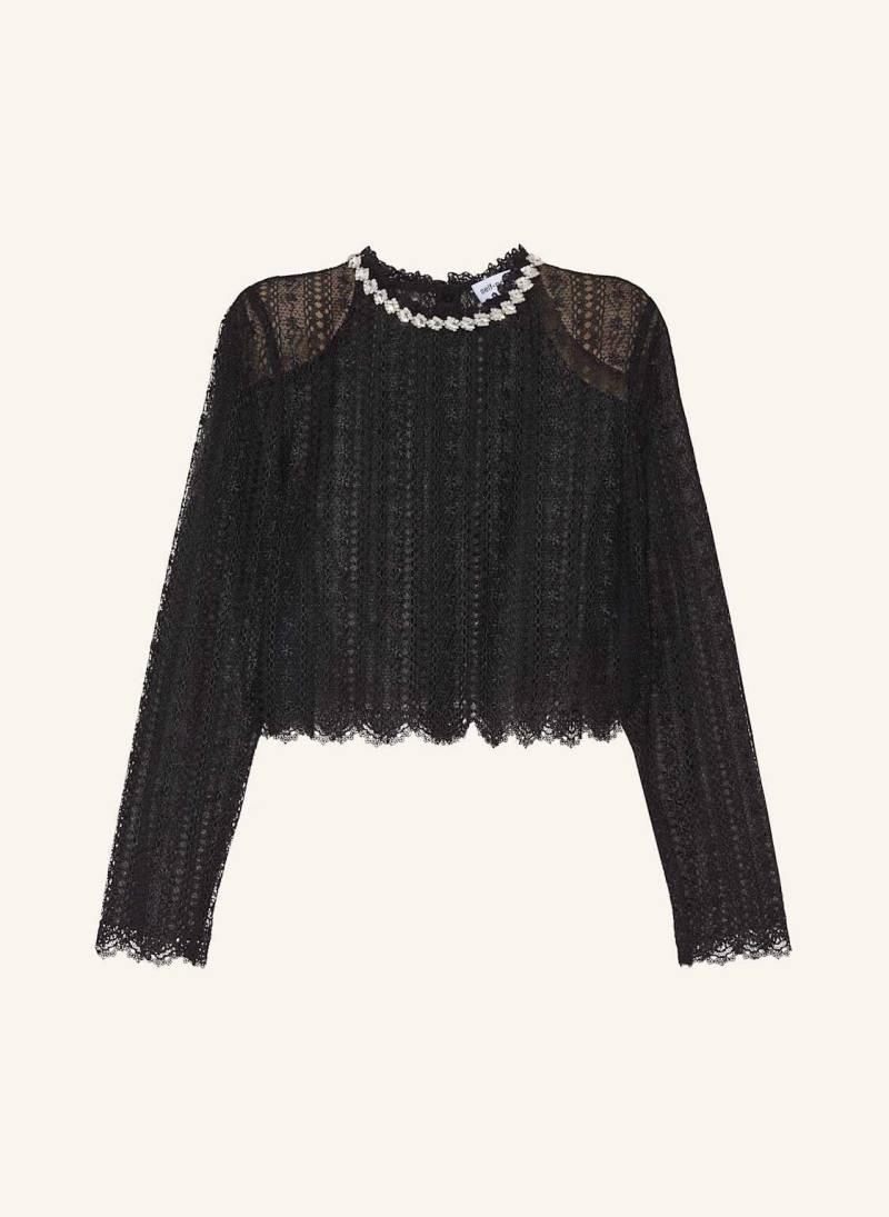 Self-Portrait Longsleeve Aus Lochspitze Mit Schmucksteinen schwarz von self-portrait