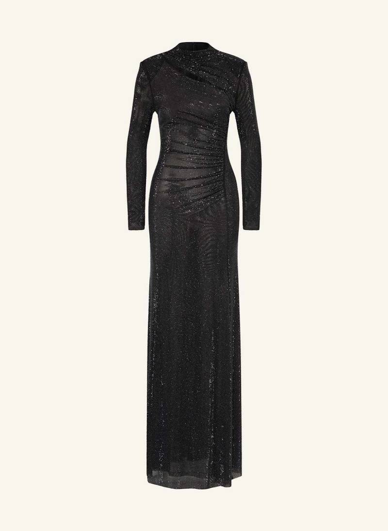 Self-Portrait Meshkleid Mit Schmucksteinen Und Cut-Out schwarz von self-portrait