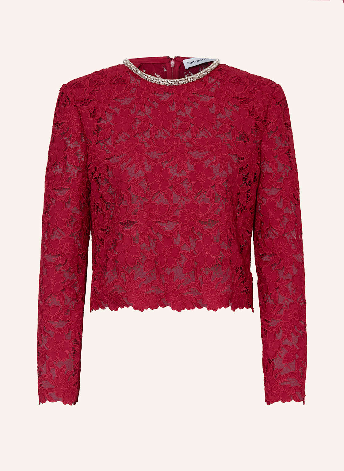 Self-Portrait Spitzentop Mit Schmucksteinen rot von self-portrait