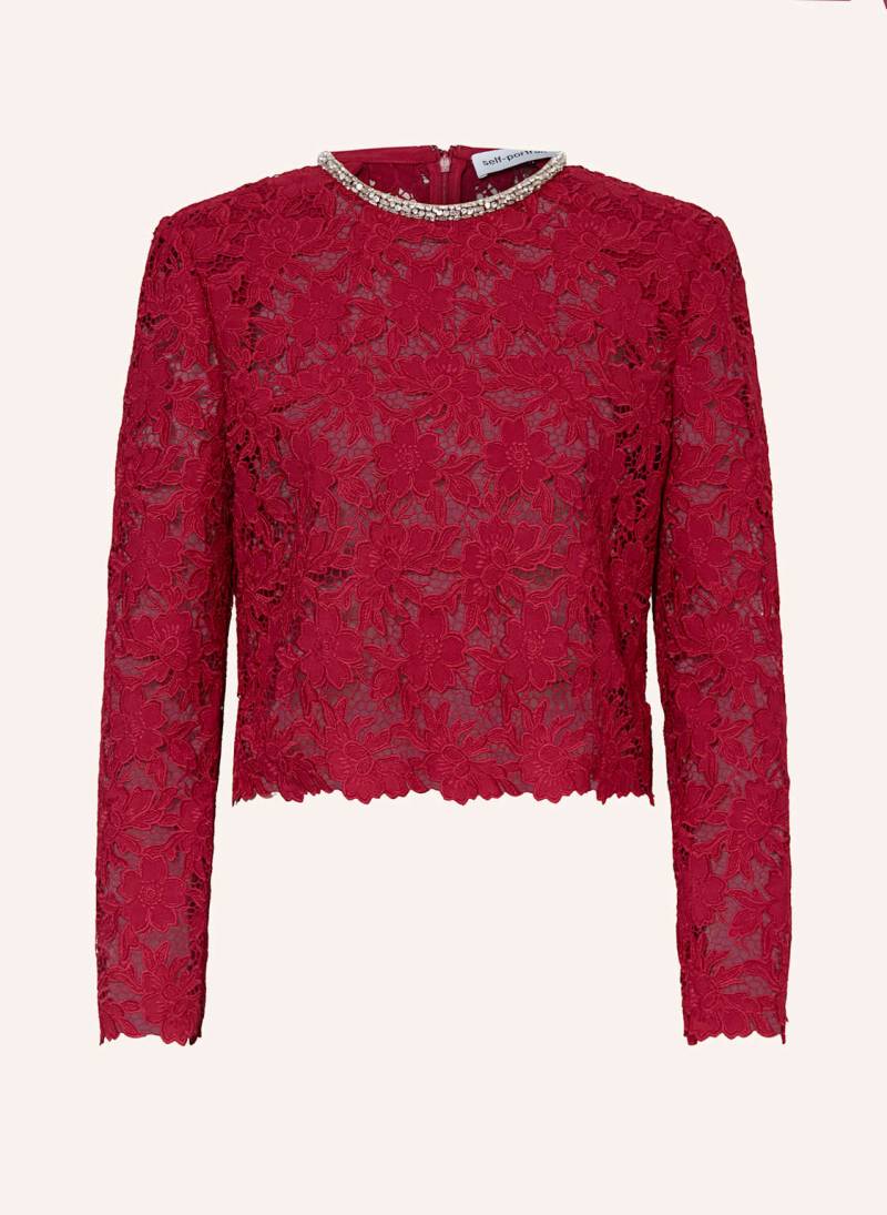 Self-Portrait Spitzentop Mit Schmucksteinen rot von self-portrait