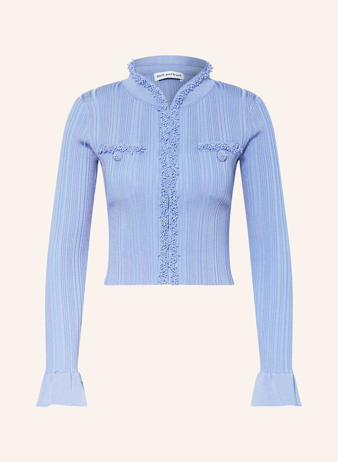 Self-Portrait Strickjacke Mit Schmuckperlen blau von self-portrait