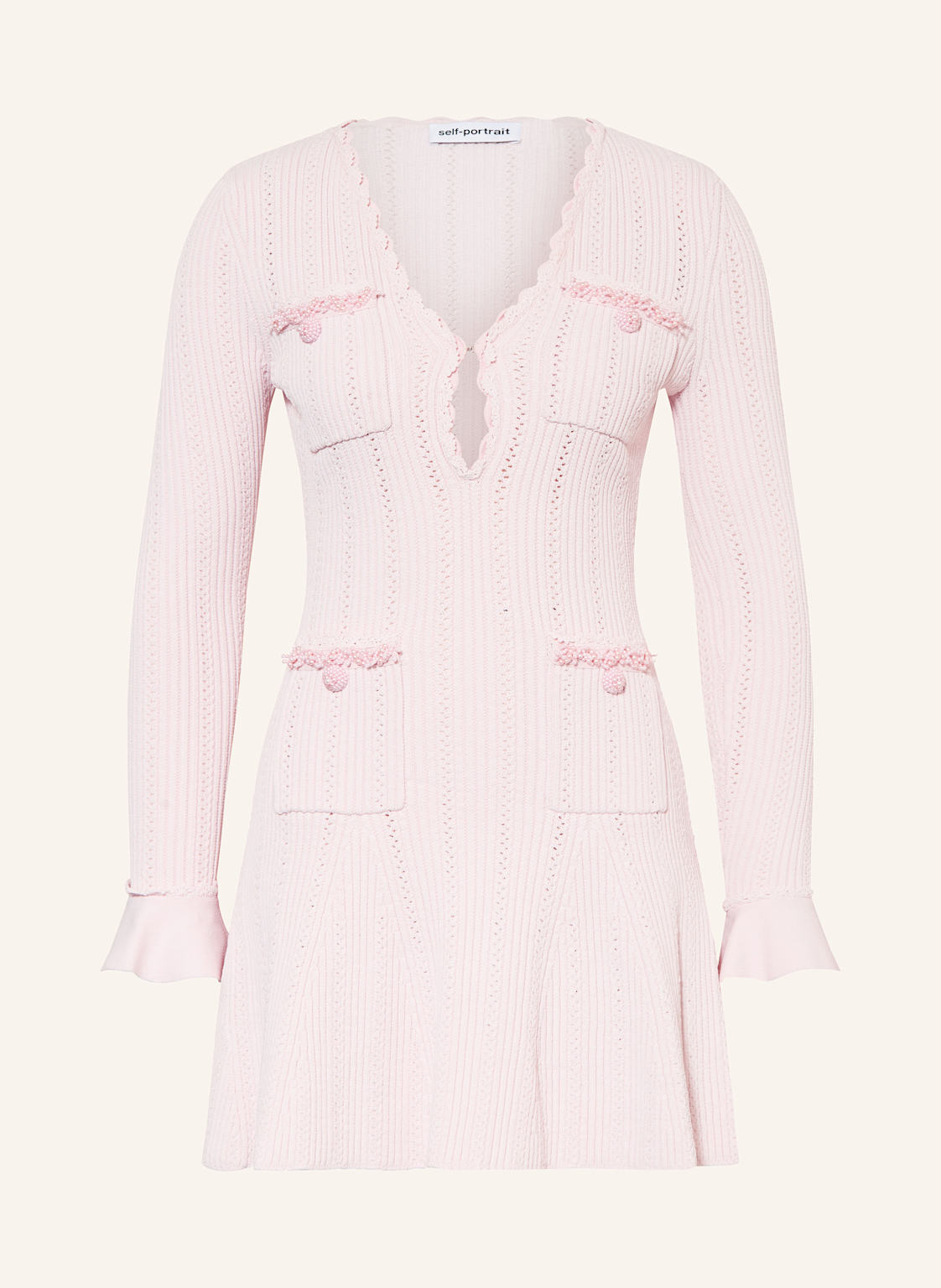 Self-Portrait Strickkleid Mit Schmuckperlen pink von self-portrait