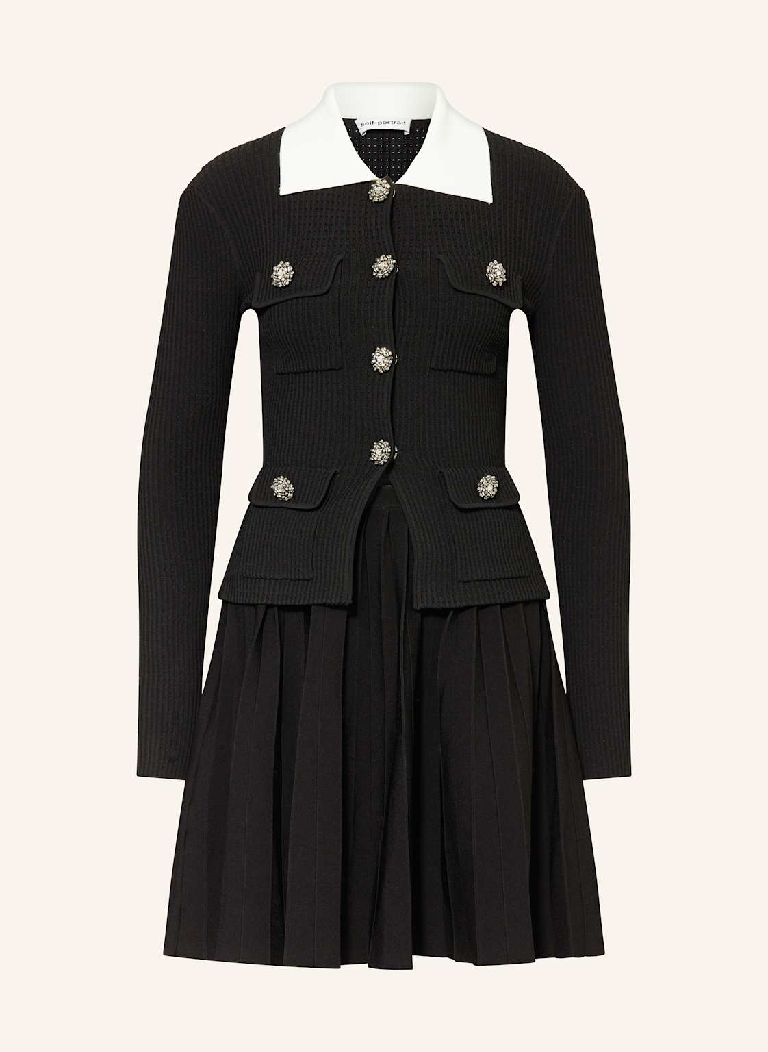 Self-Portrait Strickkleid Mit Schmucksteinen schwarz von self-portrait