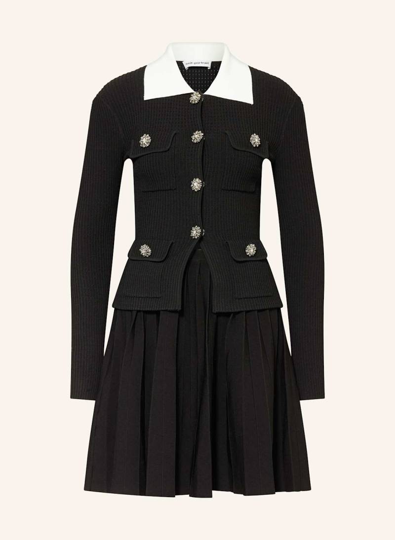 Self-Portrait Strickkleid Mit Schmucksteinen schwarz von self-portrait