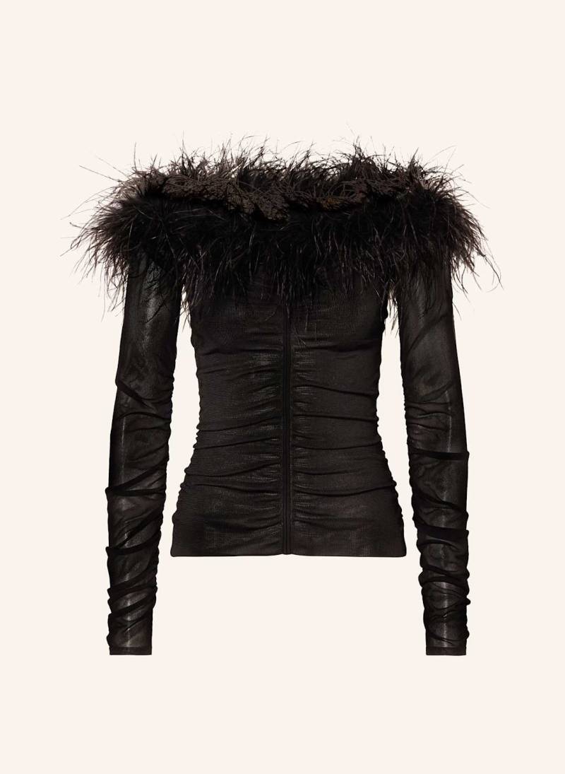 Self-Portrait Off-Shoulder-Longsleeve schwarz von self-portrait