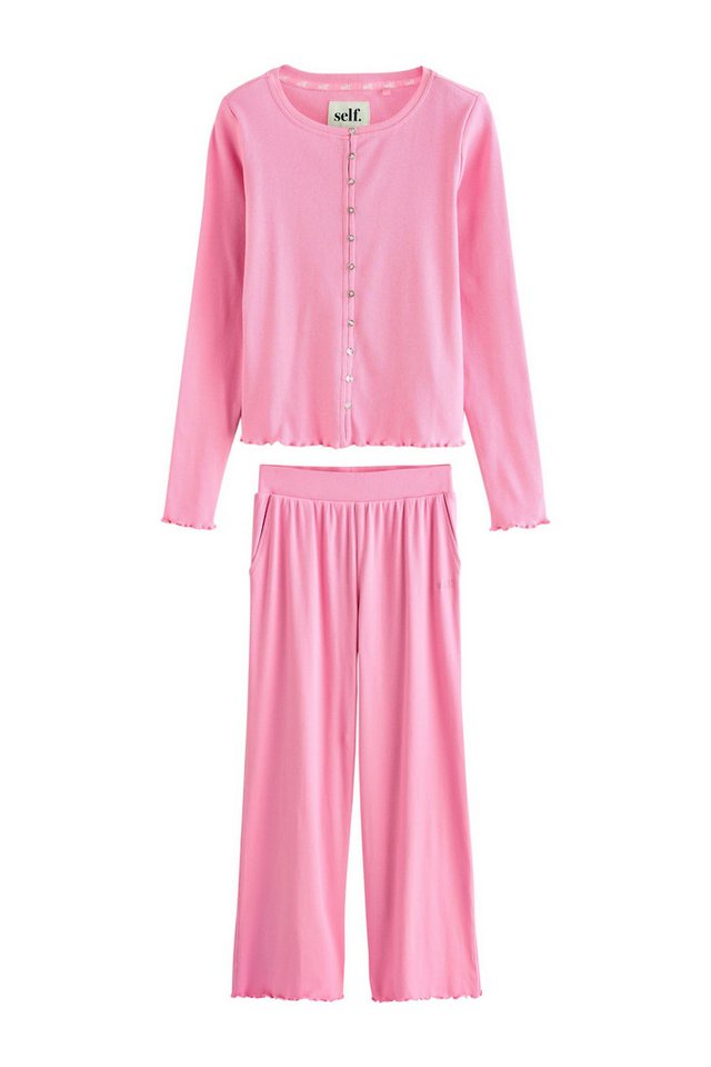 self Pyjama Self. Gerippter Schlafanzug mit Knopfleiste (2 tlg) von self