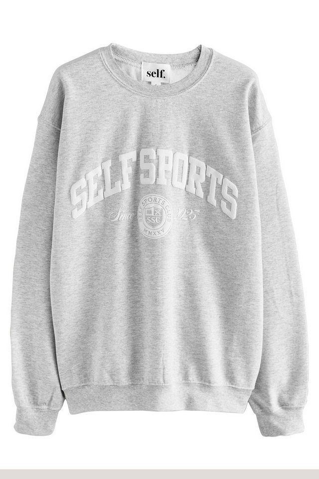 self Sweater Self. Langes Sweatshirt mit aufgesticktem Slogan (1-tlg) von self