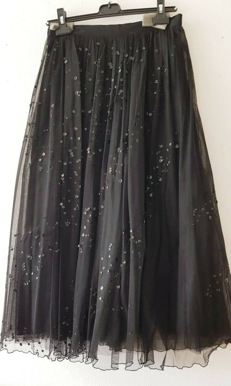90 Er Pailletten Elegance Paris Rock Gr.38 Schwarz Damen Skirt , Tanzrock, Schwingender von sellAnydesign