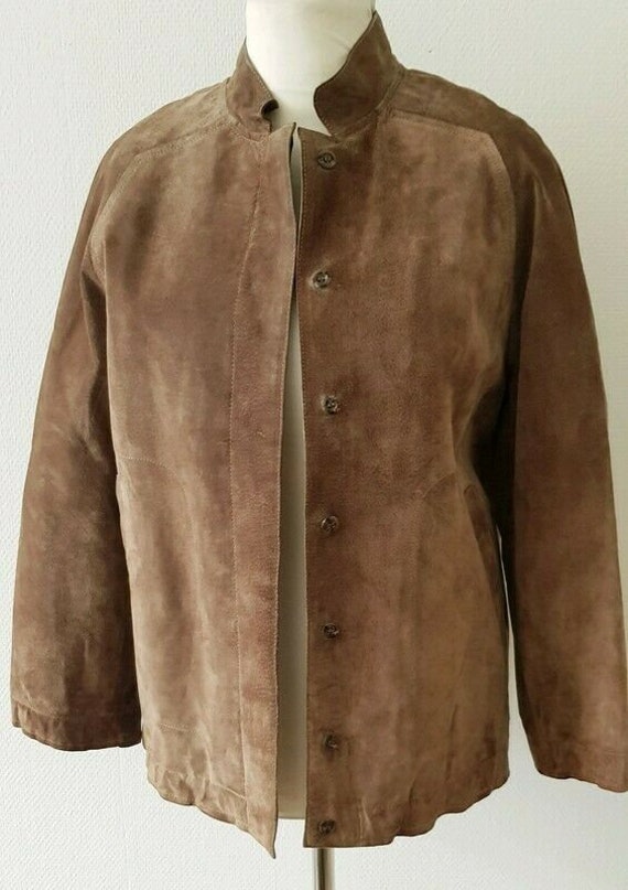 Real Leather Short Jacket Size 42 As New, No Holes Or Stains Vintage Brown von sellAnydesign