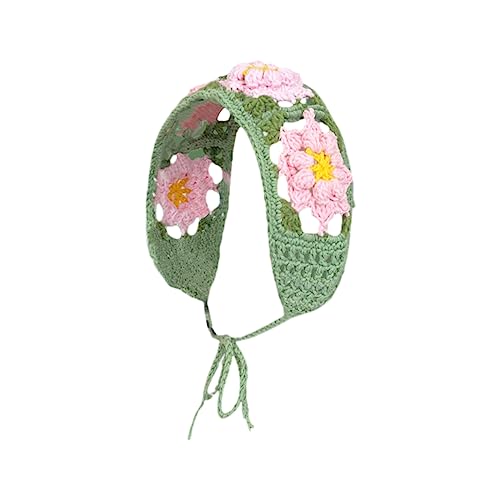 Floral Hair Scarf Headbands Colorful Crochet Headband Flower Headwrap Elastic Hair Kerchief Knitted Head Scarf von seluluory