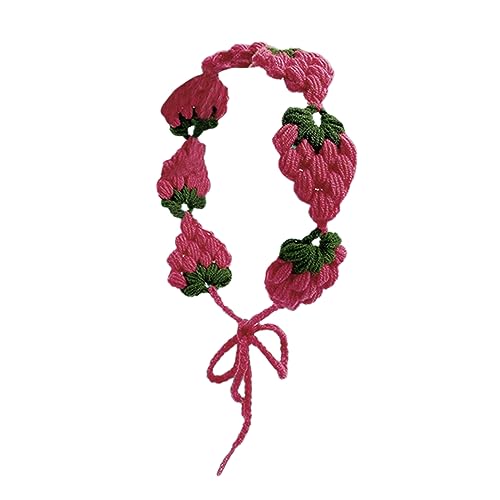 Frauen Häkeln Erdbeere Form Stirnband Tie Back Headwrap Winter Ohr Wärmer Erdbeere Stirnband Haar Zubehör von seluluory