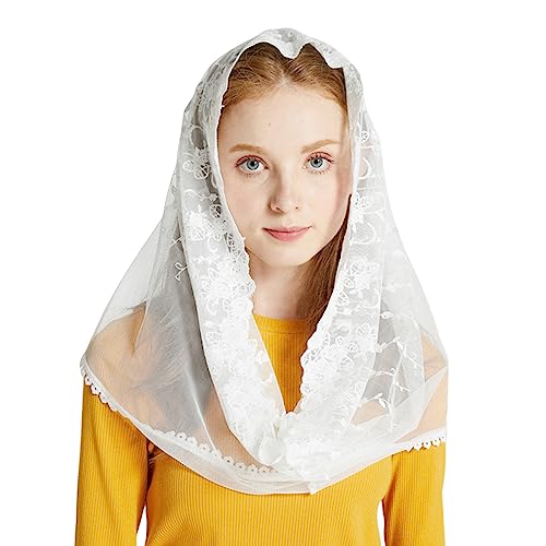 Haar Schal für Frauen Katholische Kirche Schleier Stickerei Spitze Schleier Kapelle Schleier Spitze Kirche Schleier Headcovering Kopftuch von seluluory