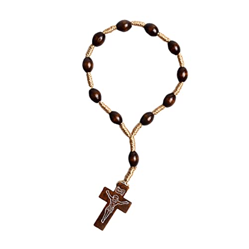 Katholischer Rosenkranz Armband mit Kreuz Religiöses Gebetsarmband Rosenkranz Perlen Armband Gebet Kreuz Armband für die Erstkommunion Konfirmation, Einheitsgröße, Zink Acryl, Kein Edelstein von seluluory