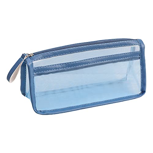 Niedliches, transparentes Federmäppchen, Netzstoff, Make-up-Aufbewahrung, Tasche, einfarbig, waschbar, Kosmetiktasche, Organizer für Reisen von seluluory