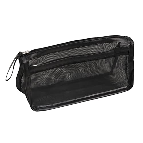 Niedliches transparentes Federmäppchen, Netzstoff, Make-up-Aufbewahrung, Tasche, einfarbig, waschbar, Kosmetiktasche, Organizer für Reisen von seluluory