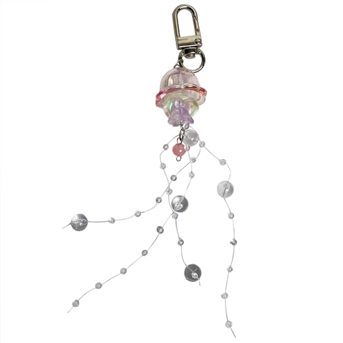 seluluory Handykette, Schlüsselanhänger, Dekoration, Handyanhänger, niedliche Quallen, Ornament, Handy-Schmuck, Perlen, Handy-Charm, Geschenk für Frauen, Einheitsgröße, Harz, Kein Edelstein von seluluory