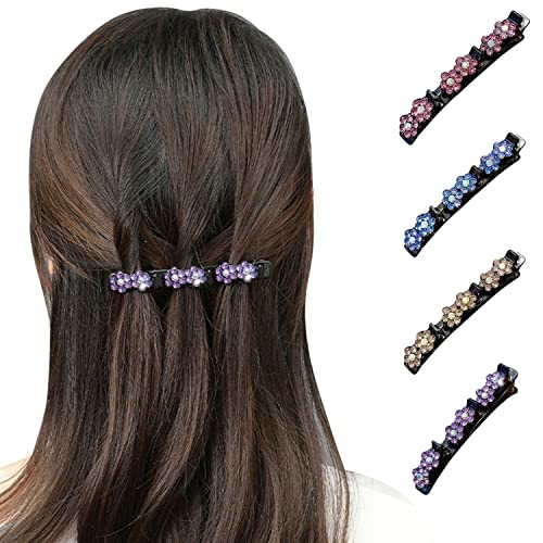 4 Stück/8 Stück glitzernde Kristallstein-geflochtene Haarspangen für Damen, Strass-Haar-Accessoires, Prinzessin-gehackte Haarnadel (Stil A) von semen