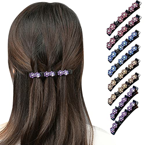 4 Stück/8 Stück glitzernde Kristallstein-geflochtene Haarspangen für Damen, Strass-Haar-Accessoires, Prinzessin-gehackte Haarnadel (Stil B) von semen