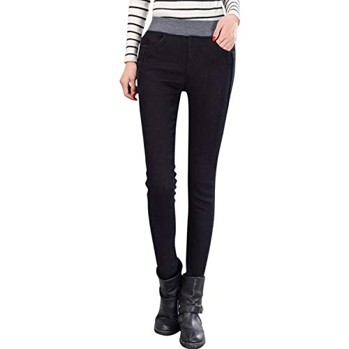 Damen Winter Warm Fleece Gefüttert Stretch Jeggings Elastische Taille Mid Rise Skinny Jeans Weiche Denim Hose, Schwarz , 34 Damen Winter Warm Fleece Gefüttert Stretch Jeggings Elastische Taille Mid Rise Skinny Jeans Weiche Denim Hose, Schwarz , 34 von semen