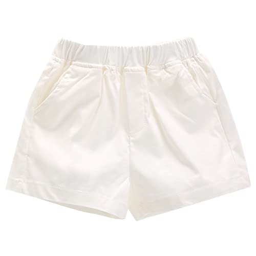 semen Baby Shorts Mädchen Baumwolle Sommer Shorts einfarbig Kurze Hose mit Tasche Kleinkind elastisch Taille Strandshorts Pull on Freizeit Shorts Weiß 1 12-18 Monate von semen