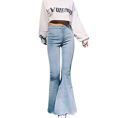 semen Bootcut Jeans Hosen für Damen 70er Weite Schlaghose Casual Lange Mode Hose Retro Stil Denim Hose mit Hohem Bund Stretch Skinny Hosen von semen