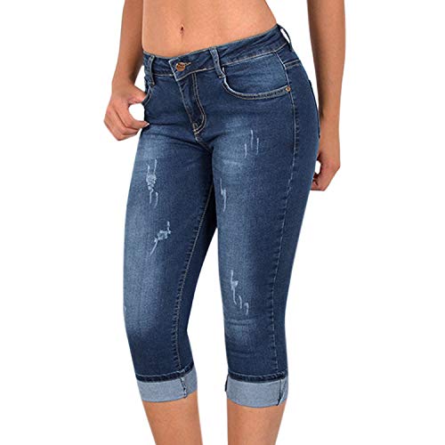 semen Caprihose Damen Sommer Jeans Stretch Kurze Denim Jeans Shorts lässig von semen