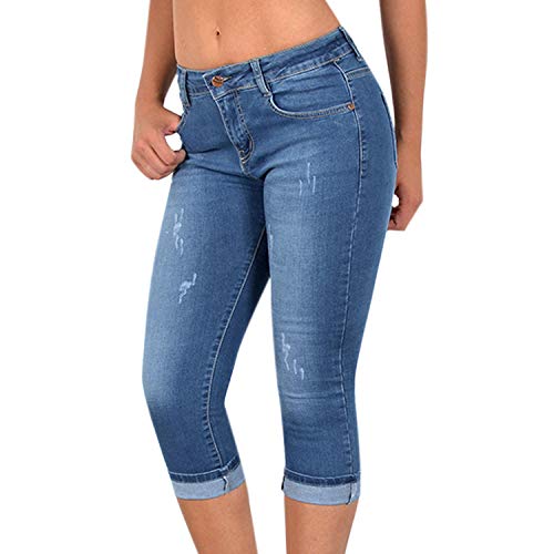 semen Caprihose Damen Sommer Jeans Stretch Kurze Denim Jeans Shorts lässig von semen