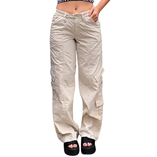 semen Cargohose Damen lang und leicht locker Hose elastische Taille Baggy Freizeithose Baumwolle Casual weites Bein Hose von semen