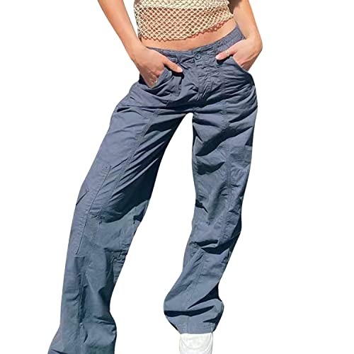 semen Cargohose Damen lang und leicht locker Hose elastische Taille Baggy Freizeithose Baumwolle Casual weites Bein Hose von semen