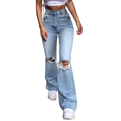 semen Dame Jeans Ripped High Rise Skinny Denim Hosen Flare Wide Leg Jeans Mode Trouse Elegant Hosen von semen