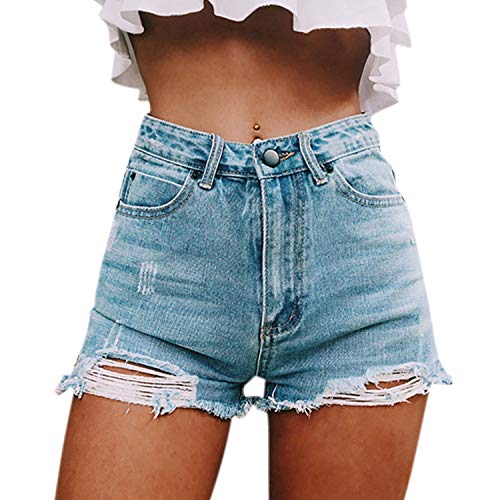 semen Damen High Waist Jeansshorts Bequeme Kurze Jeans Hosen Denim Shorts Jeans Hot Pants Mädchen mit Quaste von semen