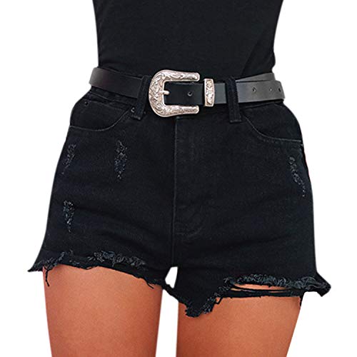 semen Damen High Waist Basic Jeansshorts Bequeme Kurze Jeans Hosen Denim Shorts Jeans Hot Pants Mädchen mit Quaste von semen