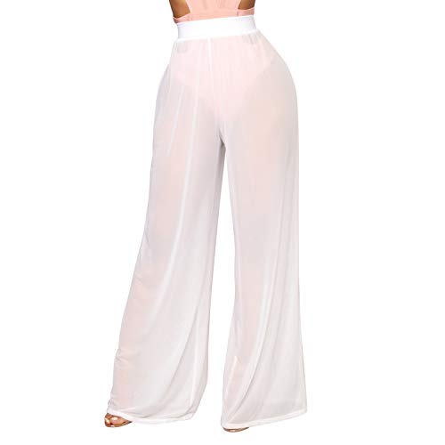 semen Damen Hose Vintage Schlag Stil Mesh Tech Durchsichtig Reizvoll Elastische Taille Stretch Yoga Strandmode Lang Pants Basic Look von semen