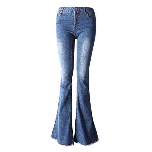 semen Damen Jeans Schlag Weite Jeanshose Bootcut Flared Jeans Schlank Casual Stretch Denim Hosen (EU40=Tag 30, Dunkel Blau) von semen